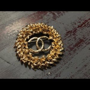 Gold Chanel brooch pin